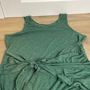 Yousify Women Sleeveless Ruched Tie Waist Tank Shirt Mini Dress Green